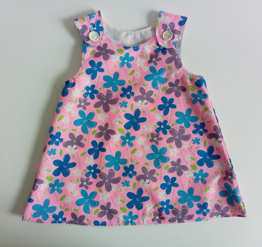 Floral Print Dress, 12-18 months, A line dress, pinafore, summer dress flowers