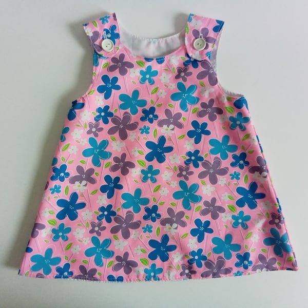 Floral Print Dress, 12-18 months, A line dress, pinafore, summer dress flowers