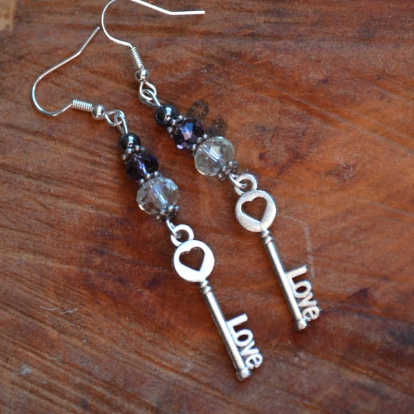 Steampunk keys earrings