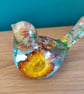 Resin Floral Bird Figurine, Yellow Dried Flowers, Handmade Ornament, Bird Lover  - Image 5