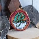 There's a Dragon in my Teacup! Pyrography hanging wood slice decoration