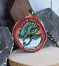 There's a Dragon in my Teacup! Pyrography hanging wood slice decoration - Image 1
