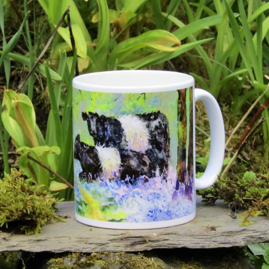 Belted Galloway Cow Bluebell Mug
