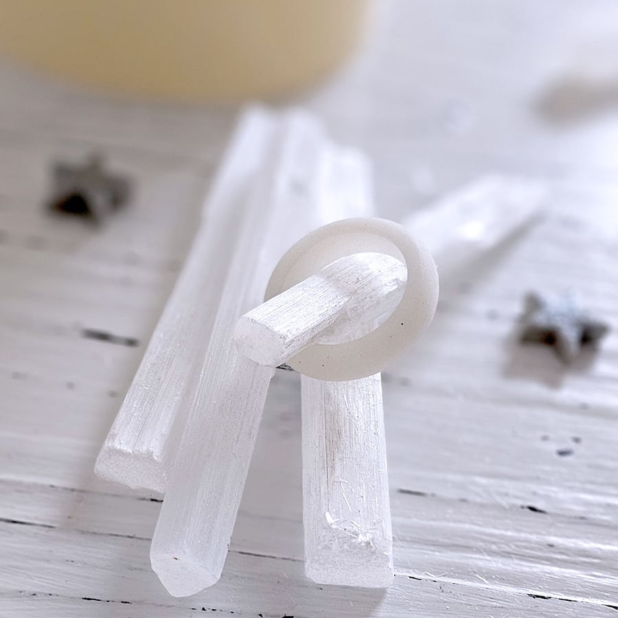 Selenite Moon Ring for Grounding, Meditation and Inner Peace SMR-001 