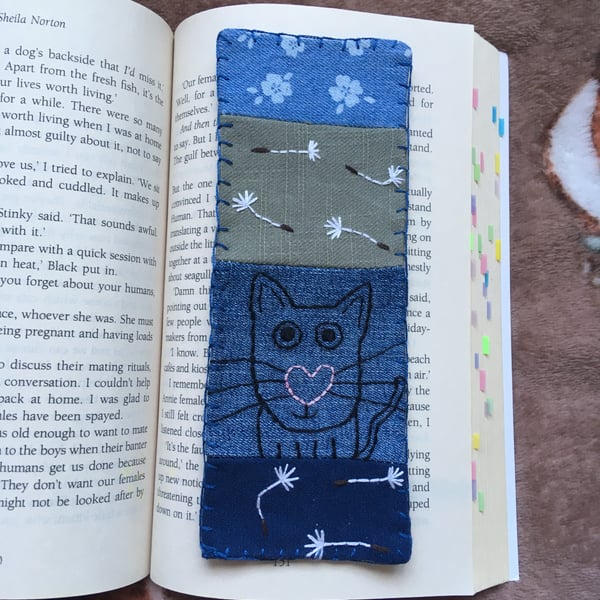 Handmade fabric Bookmark - Cats - Dandelion Seeds - Book accessories
