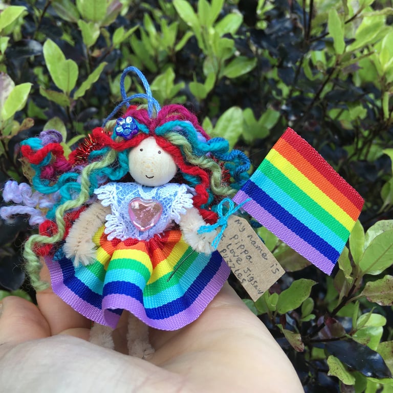 Rainbow Fairy Doll Decoration With Flag, Pride Month, LGBTQ Gift