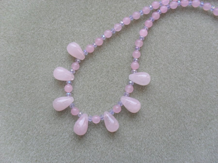 Rose Quartz and Crystal Necklace