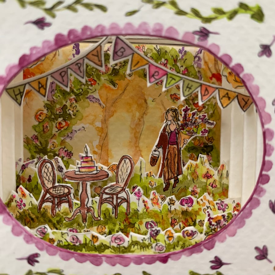 Miniature Tunnel book pop up card - made to order - handmade