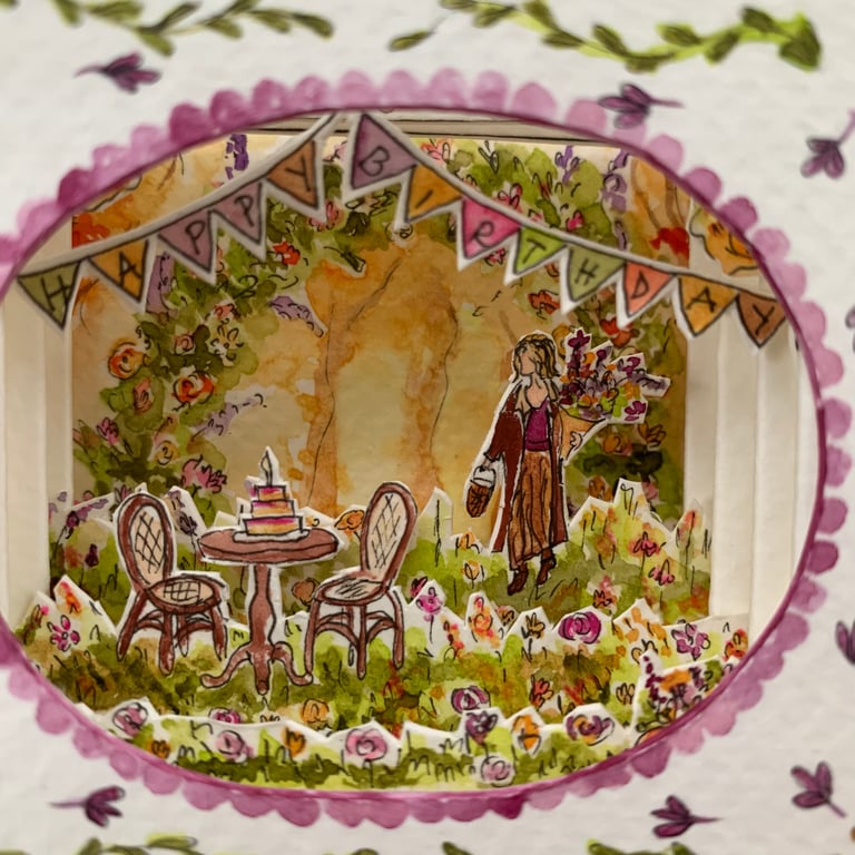Miniature Tunnel book pop up card - made to order - handmade