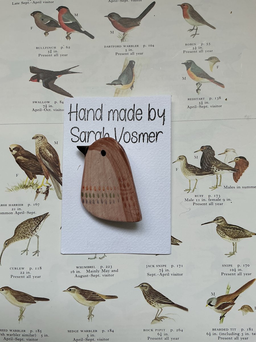 Ceramic Brown Bird Brooch