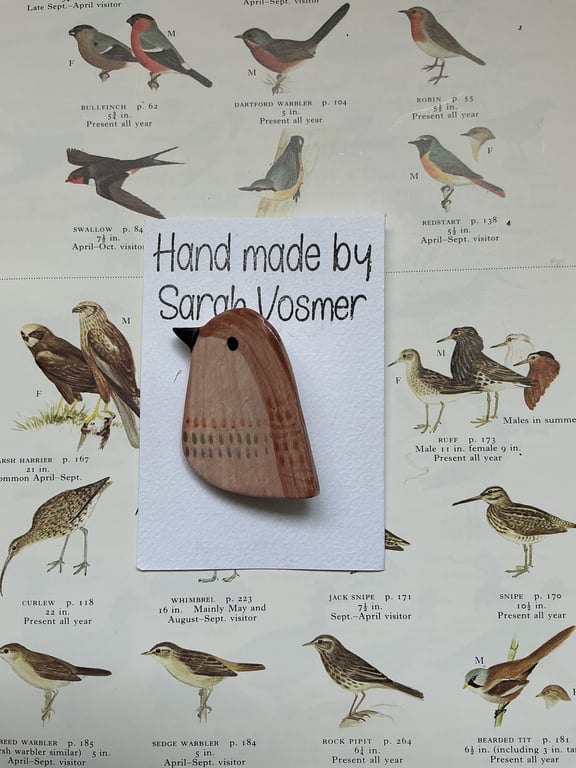 Ceramic Brown Bird Brooch