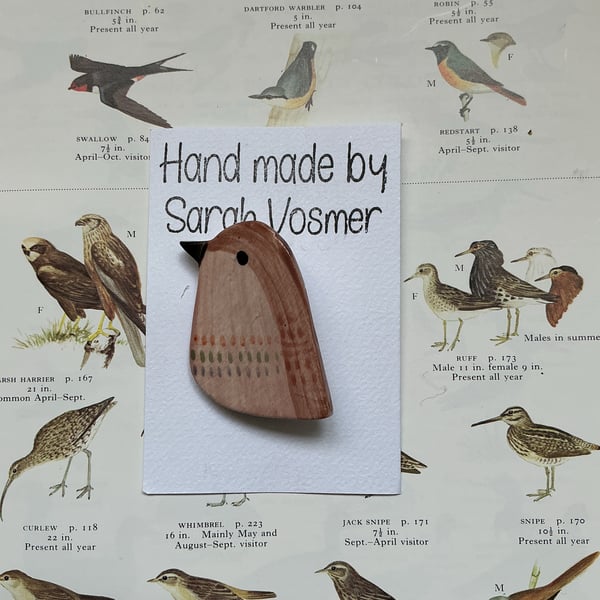 Ceramic Brown Bird Brooch