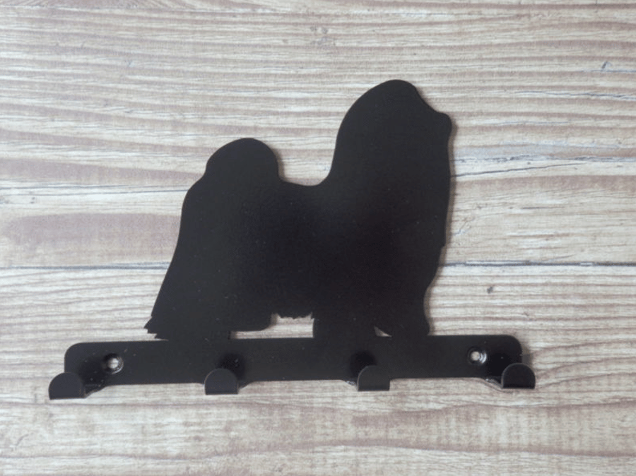 Shih Tzu Dog Silhouette Key Hook Rack - metal wall art
