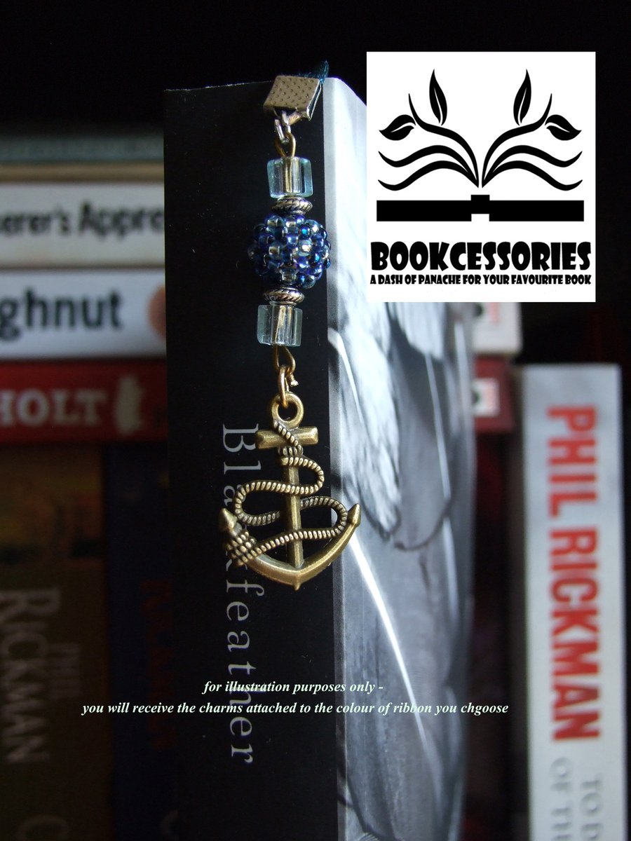 Anchors Away Ribbon Bookmark, Dangling Beaded Charms, Choose Your Own Ribbon