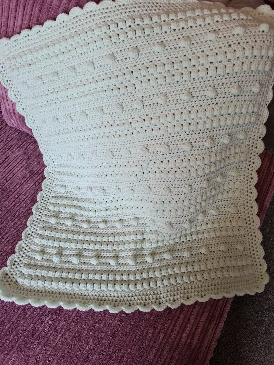 Crochet Baby Blanket Ready Made Bobble Row Folksy