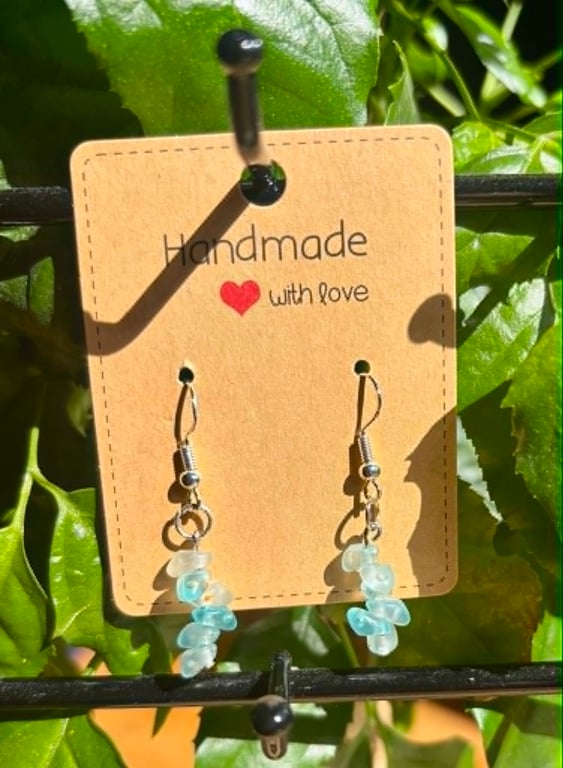 Handmade Silver-Plated Fish Hook Earrings with Stone-Look Beads