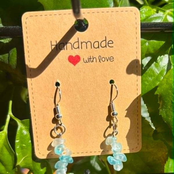 Handmade Silver-Plated Fish Hook Earrings with Stone-Look Beads