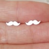  moustache earring studs, handmade in sterling silver