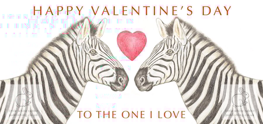 Zebras Nose to Nose - Valentine Card