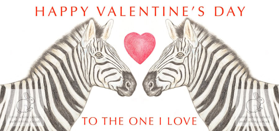 Zebras Nose to Nose - Valentine Card