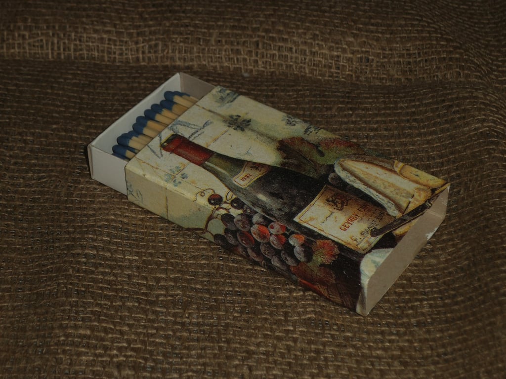 Decorated Matchbox Wine Cheese Napkin Decoupage Candles Dining