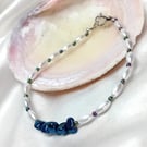 Blu Ray Hematite & Pearl Bracelet