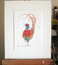 Colourful Pheasant Print. Mounted - Image 2