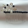 SALE Silver and Navy Hair Comb Wedding Special Occasion