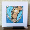 Bold ornately patterned heart Art Card. 