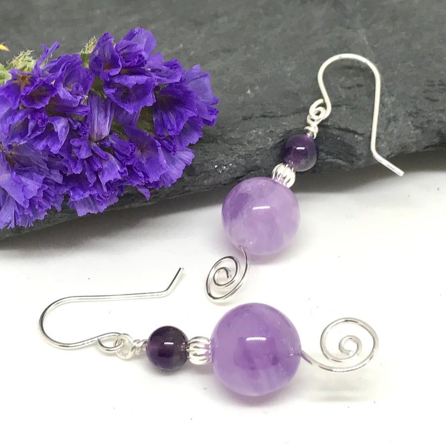 Amethyst Earrings, Sterling Silver, Gift for Her,