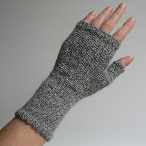 Grey Alpaca Wrist Warmers