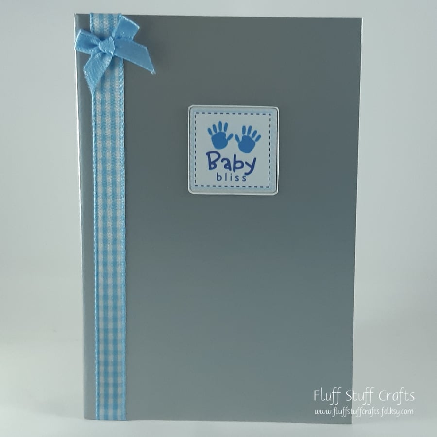 Handmade blue new baby card 