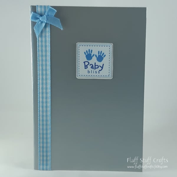 Handmade blue new baby card