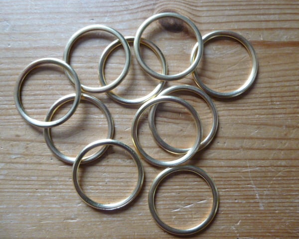 10 x 32mm Hollow Brass Rings for Traditional Dorset Button Making