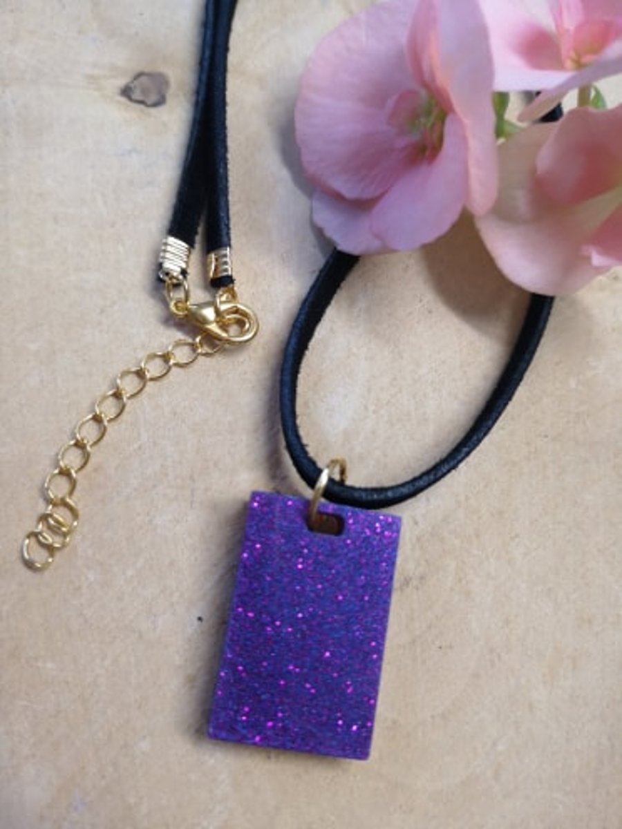 Galaxy purple Pendant handmade resin 