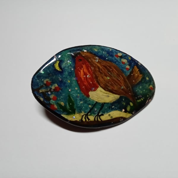 Handmade clay brooch 