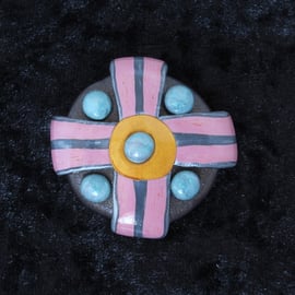 Ancient Celtic Shield Brooch - Polymer Clay Brooch - Pin Brooch