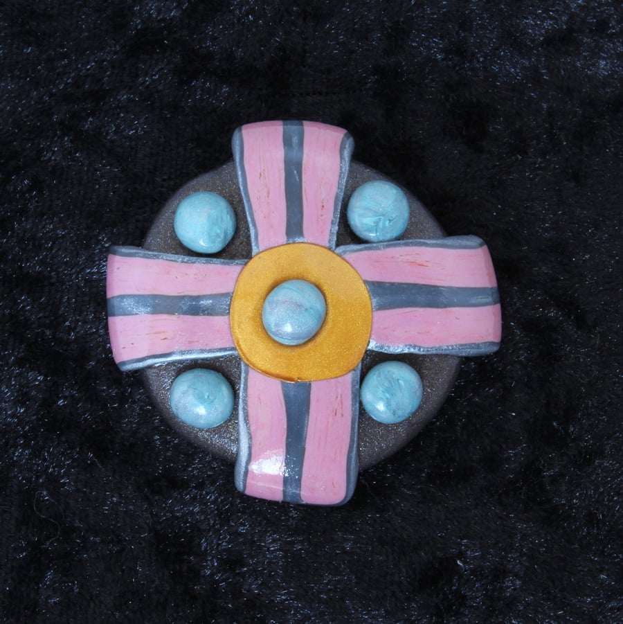 Ancient Celtic Shield Brooch - Polymer Clay Brooch - Pin Brooch