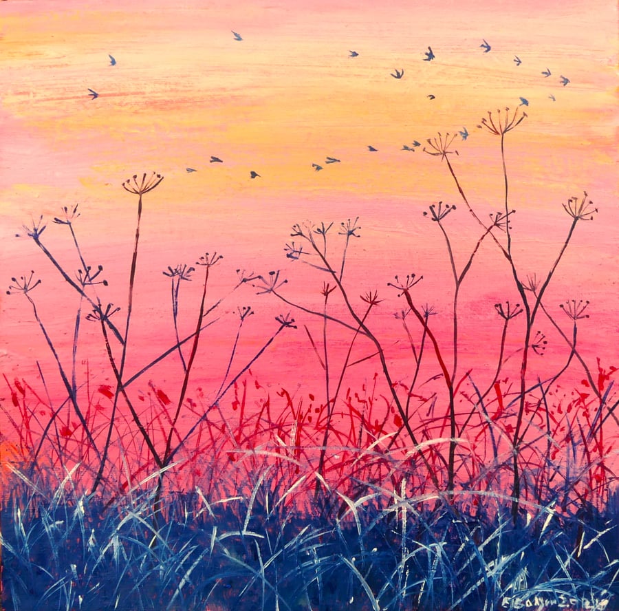 Fen Sunset Glow Original Oil Painting