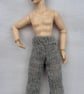Tiny knitted trousers in miniature 12th scale for the dolls house