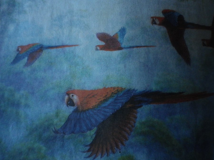 Parrots in Flight, unframed A4,mounted,free hook&easel , free shipping   4005...