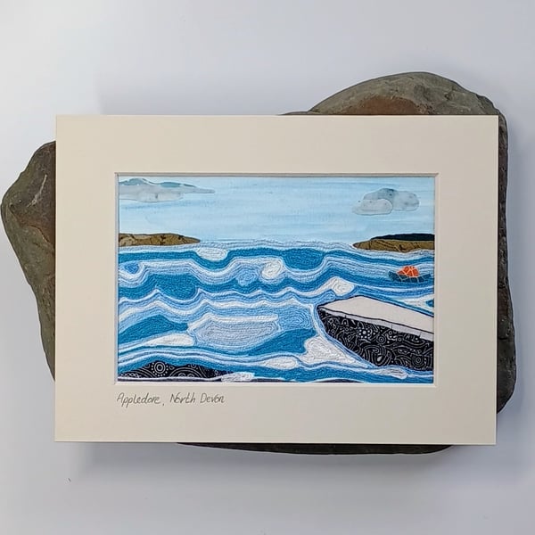 RNLI Appledore Slipway, North Devon Collage Picture - 5x7, Mounted