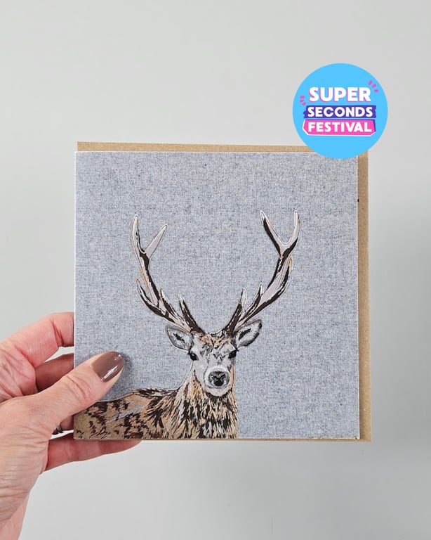 Stag greetings card, blank card, Wildlife, Super Seconds Festival