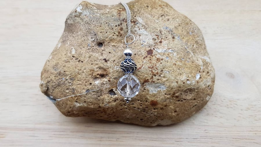 Small quartz pendant. April birthstone. Reiki jewellery