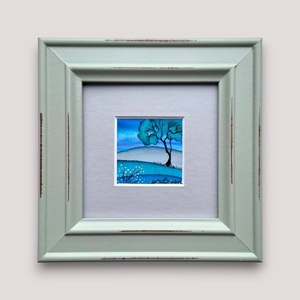 Tiny Framed Original Painting 