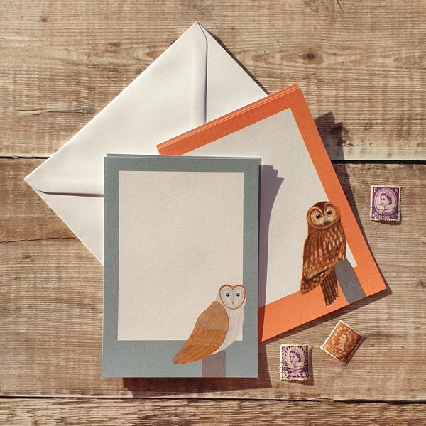 Barn Owl and Tawny Owl Mini Writing Paper Set