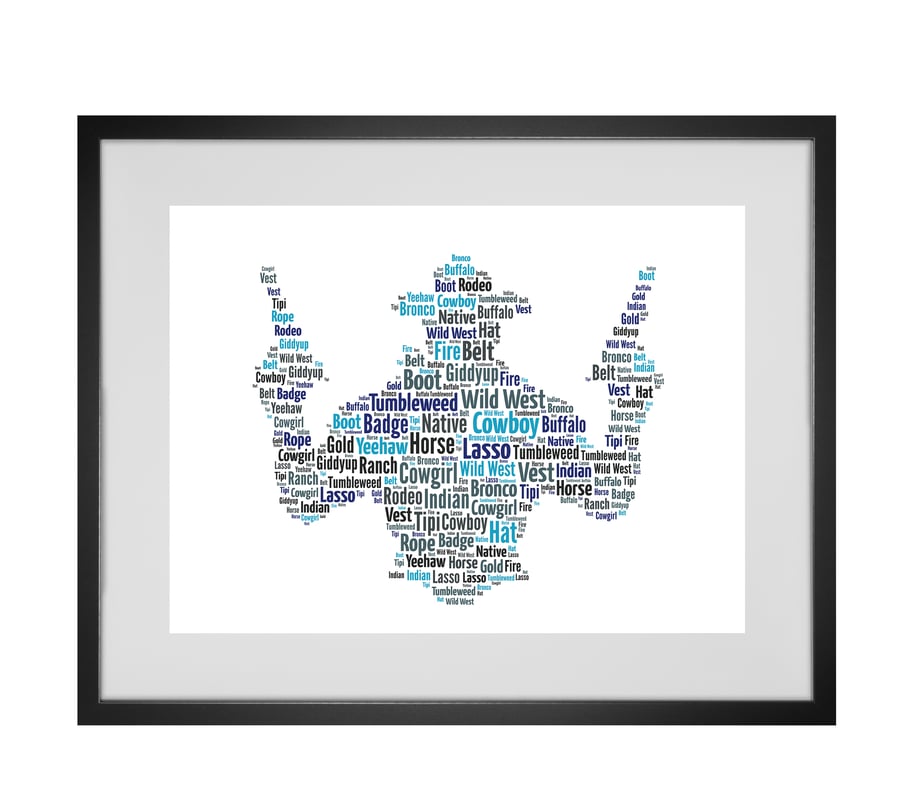 Personalised Cowboy with guns Design Word Art Gifts  
