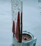 Snowy trees fused glass tealight holder - Image 3