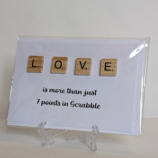 Love is more than just 7 points in scrabble greetings card