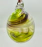 Opaque Green and Purple Swirly Glass Bauble